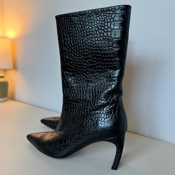 Alias Mae Shoes - Alias Mae Jax Black Crocodile Mid Calf Boot